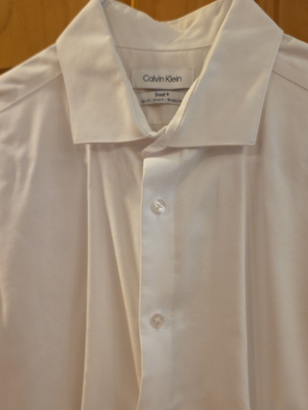 Calvin Klein Men’s White Stretch Point-Collar Dress Shirt